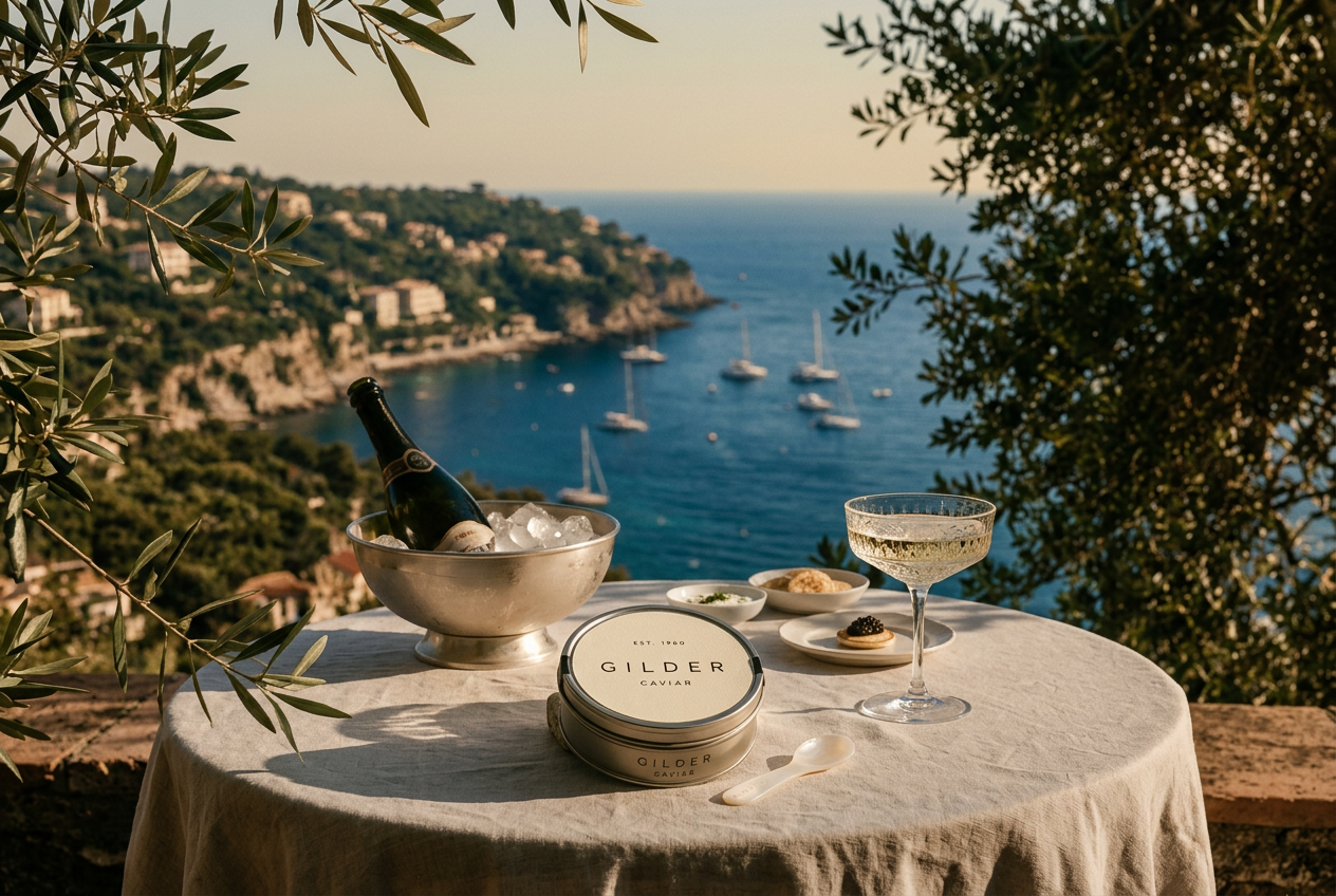 A long Mediterranean lunch, set for caviar